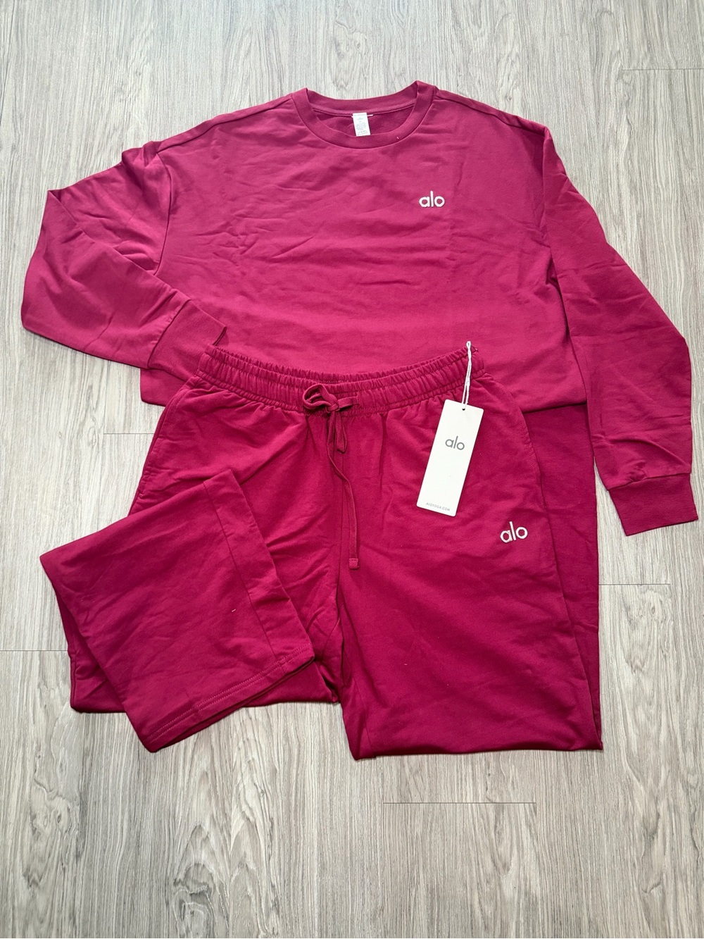 ALO Yoga Kids Pajama Set in Magenta - Long Sleeve Top & Drawstring Pants